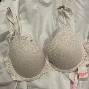 Victoria’s Secret PINK white cheetah laced bra